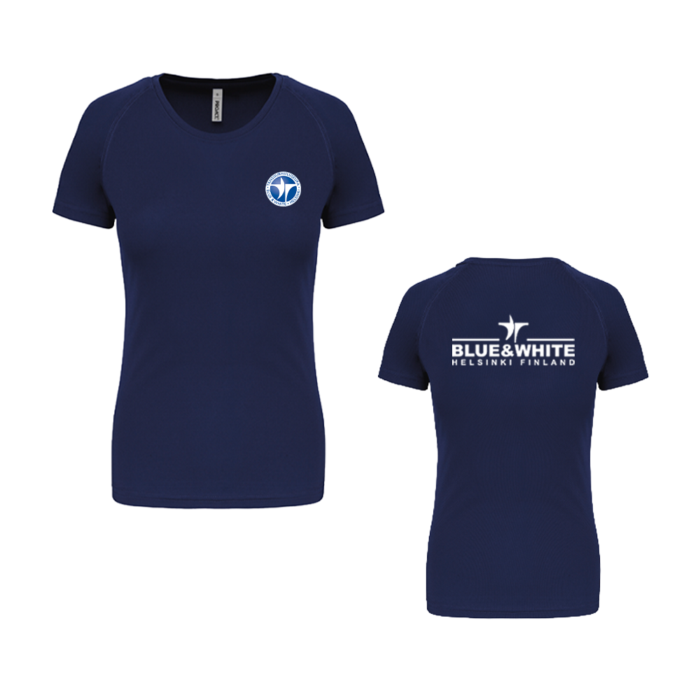 Blue & White Naisten tekninen t-paita