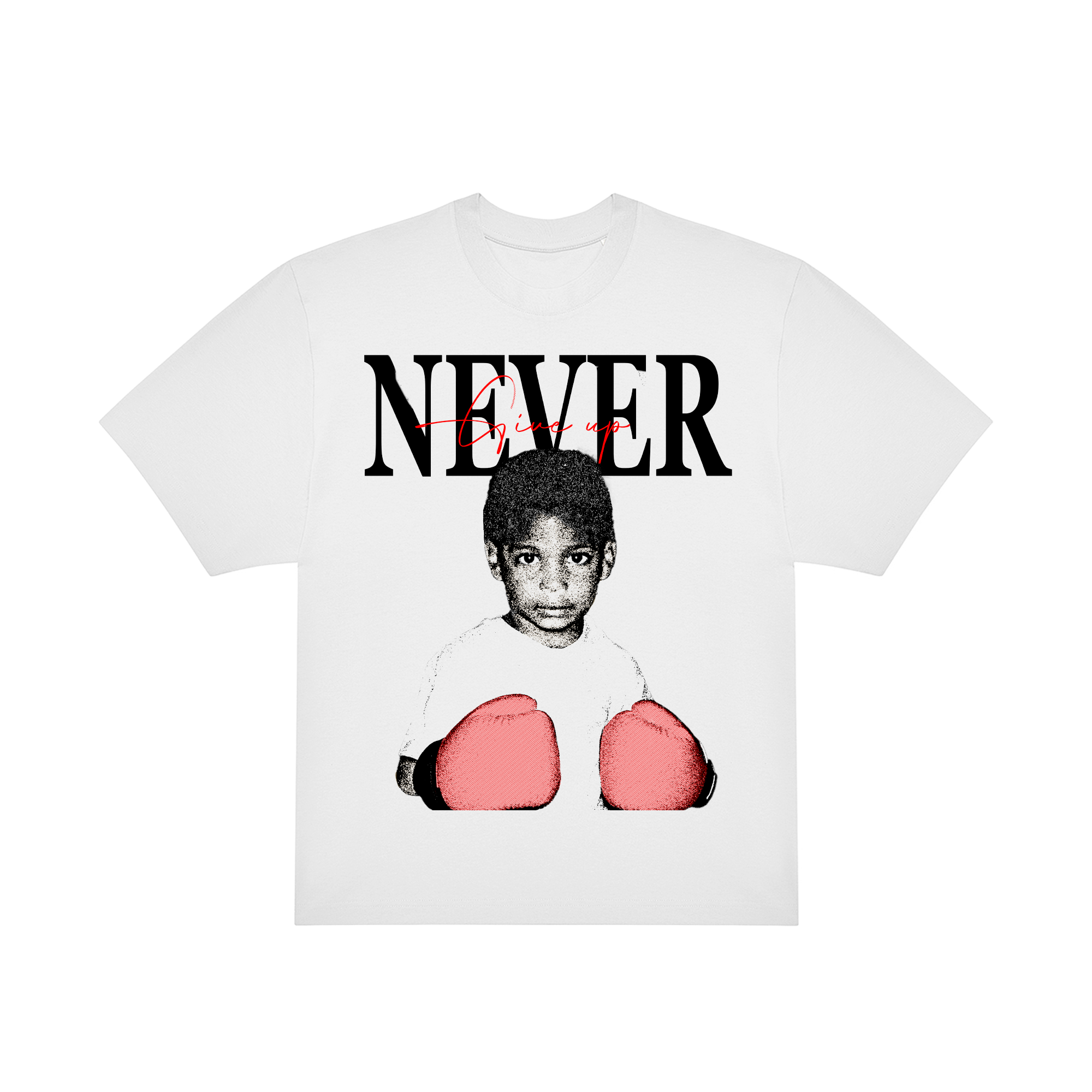 Brayan Oversize Valkoinen T-paita Never Back Down